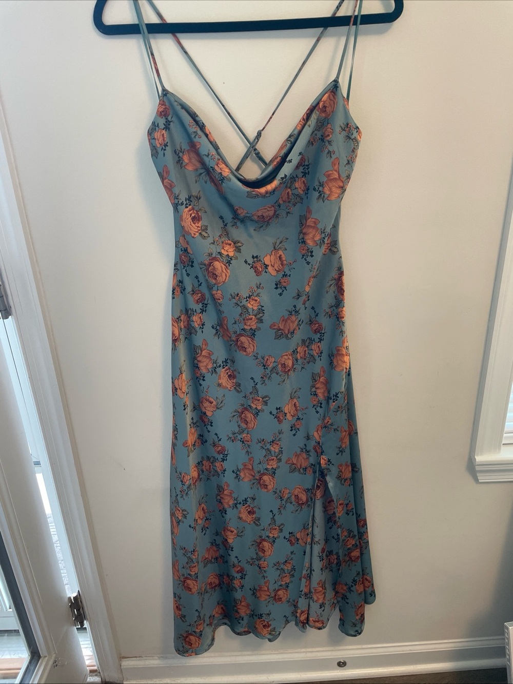 ASTR The Label Gaia Dress in Teal Peach Floral Women's Size Medium